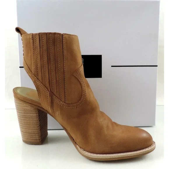 Dolce Vita Jasper Cutout Open Heel Booties Saddle Nubuck Size 10 - Picture 5 of 8